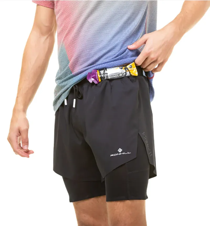 Ronhill Men's Tech Distance Twin Short All Black-1